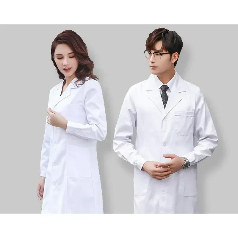 Nurse Overalls White Coat Female Long-sleeved Doctor's Uniform Male Short-sleeved Doctor Lab Coat Laboratory College Chemistry