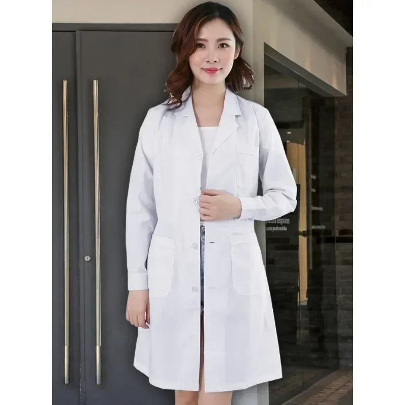 Nurse Overalls White Coat Female Long-sleeved Doctor's Uniform Male Short-sleeved Doctor Lab Coat Laboratory College Chemistry