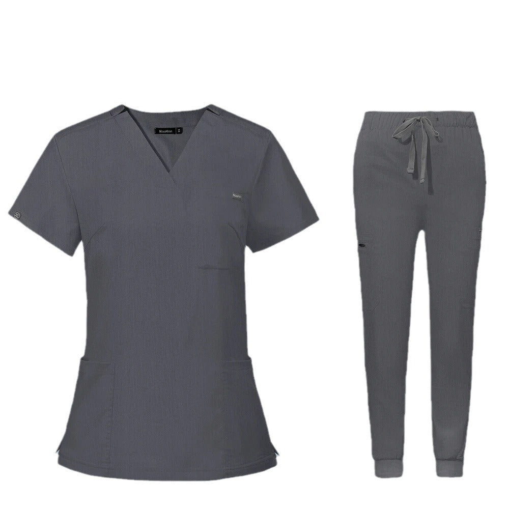 V-neck Short Sleeve Hospital Nurses' Uniform Suit